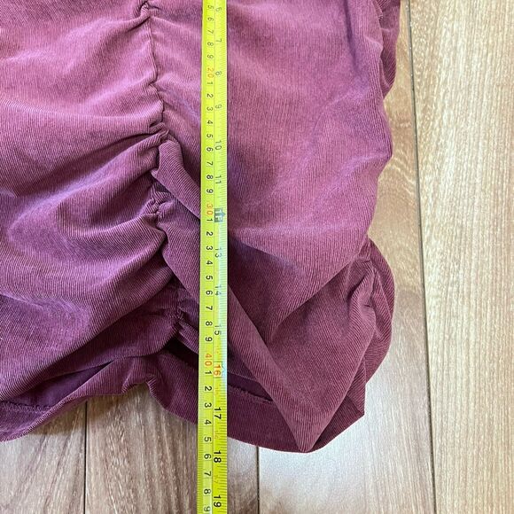 Zara Draped Ruched Mini Skirt Size M Mauve Pink Corduroy Preppy Fitted Coquette - Picture 6 of 6